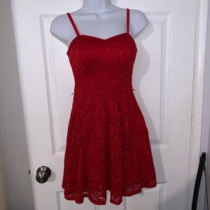 Red Lace Skater Dress